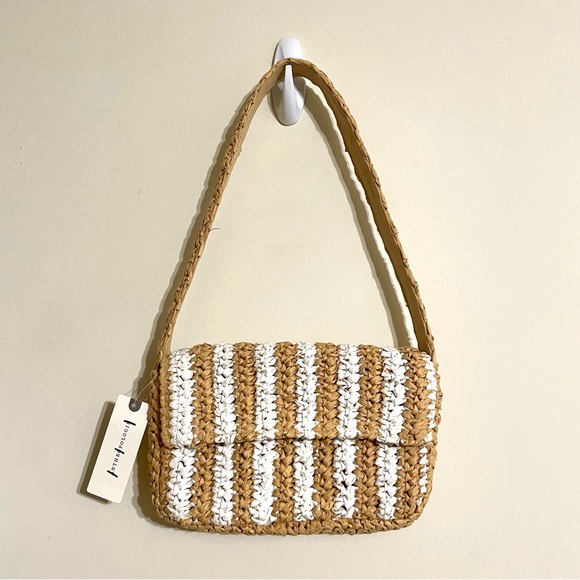 Anthropologie Striped Raffia Shoulder Bag - Picture 2 of 12